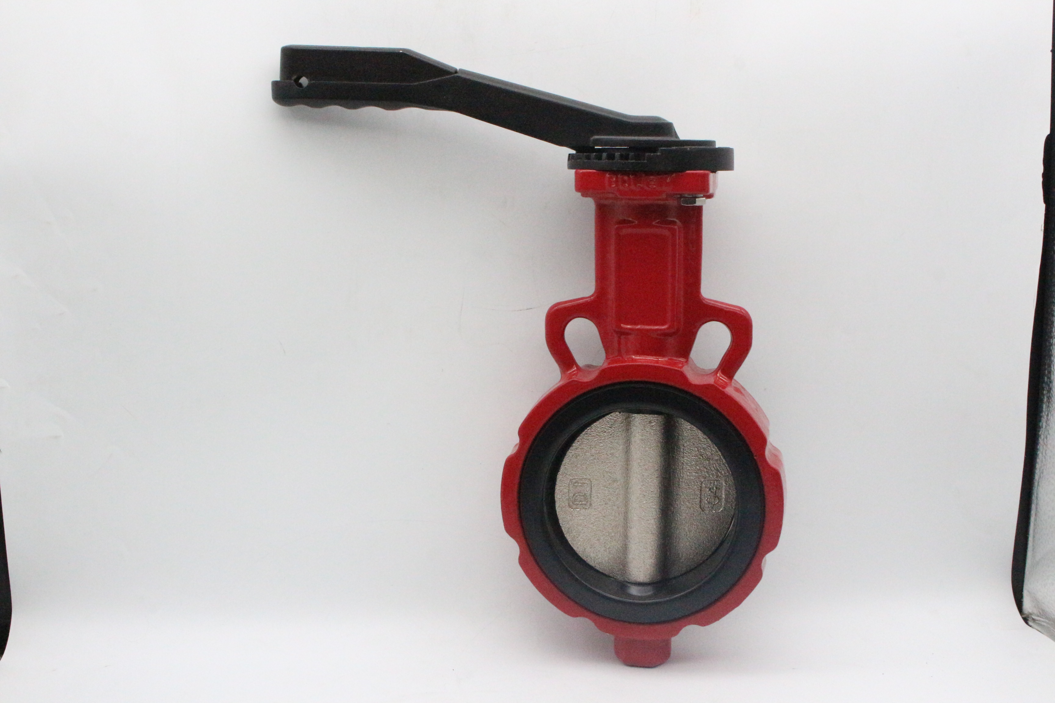 Lever-operated wafer resilient-seated butterfly valve