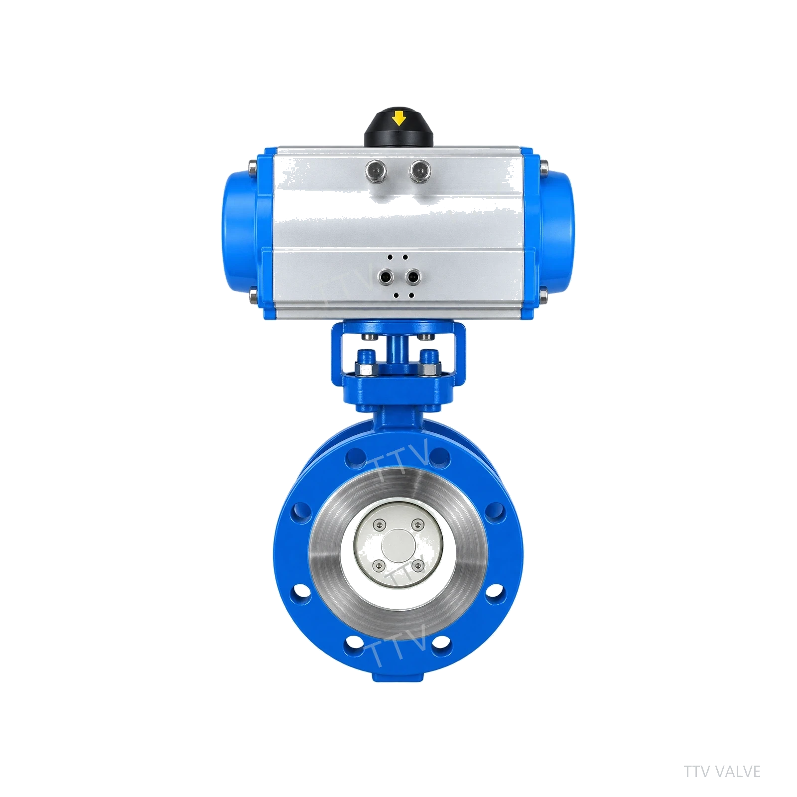 D643H Pneumatic Flanged Metal-Seated Butterfly Valve